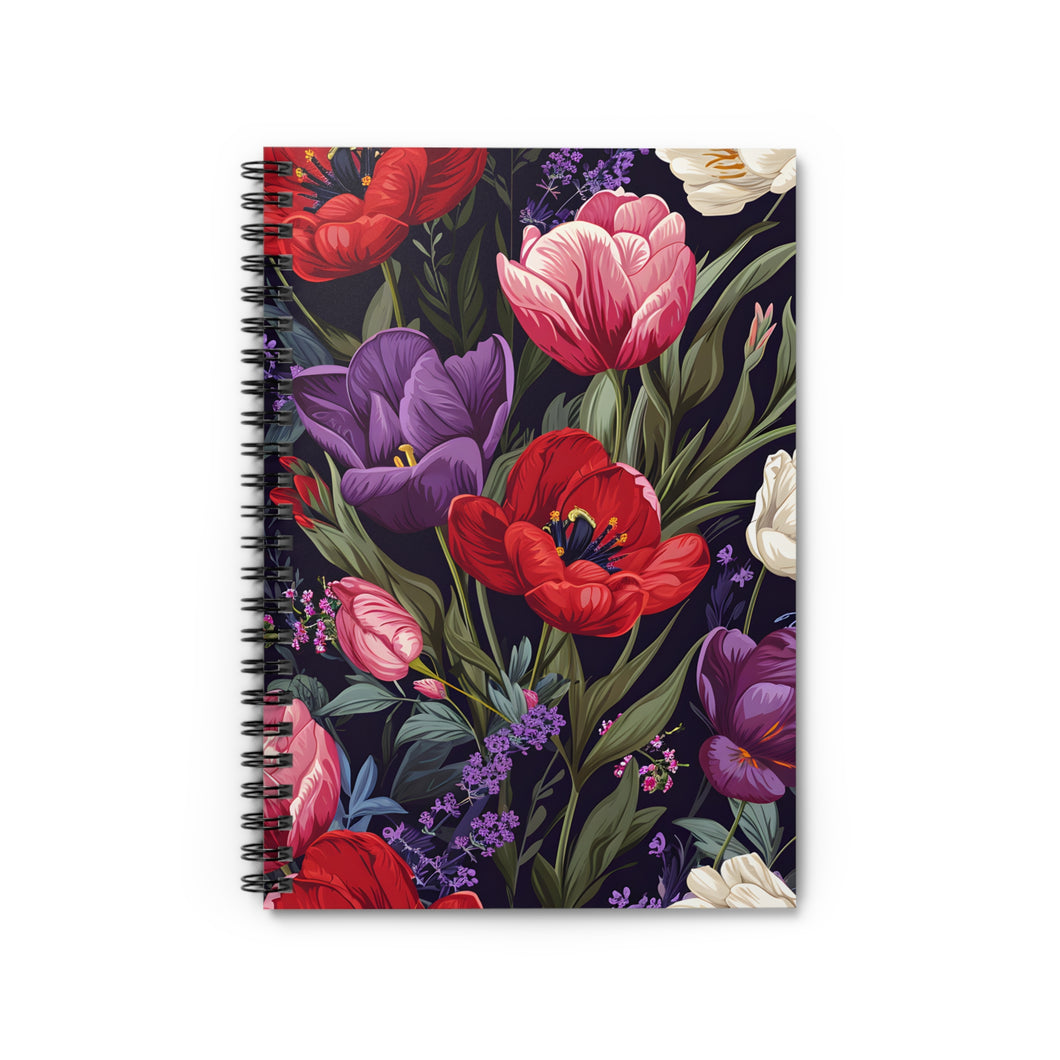 Deep Tulips Spiral Notebook