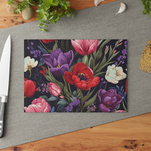 Load image into Gallery viewer, Deep Tulips Glass Cutting Board
