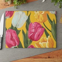 Load image into Gallery viewer, Sunny Day Tulips Glass Cutting Board
